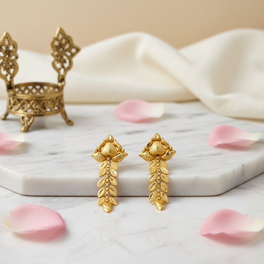 Inverted Heart Gold Earrings
