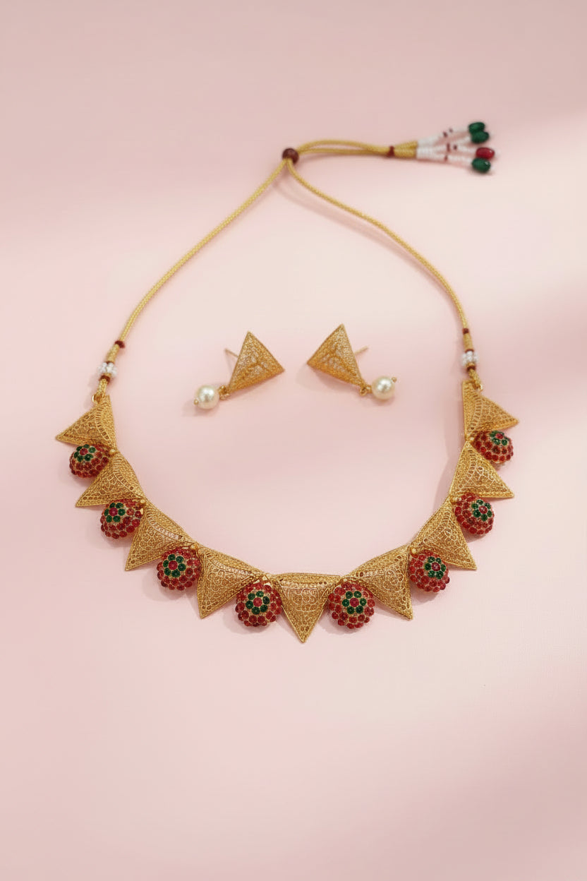 Inverted Triangle Floral necklace 