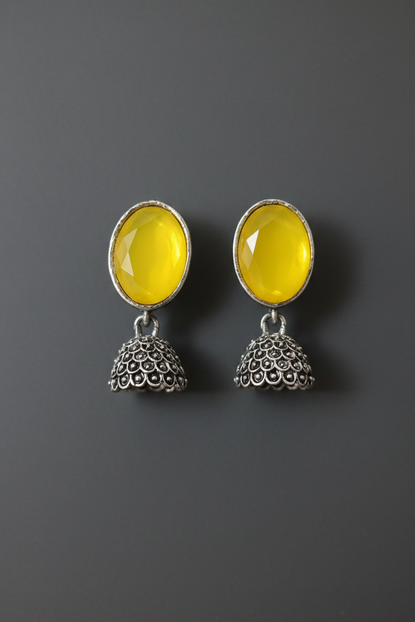 Jhumka earrings yellow 