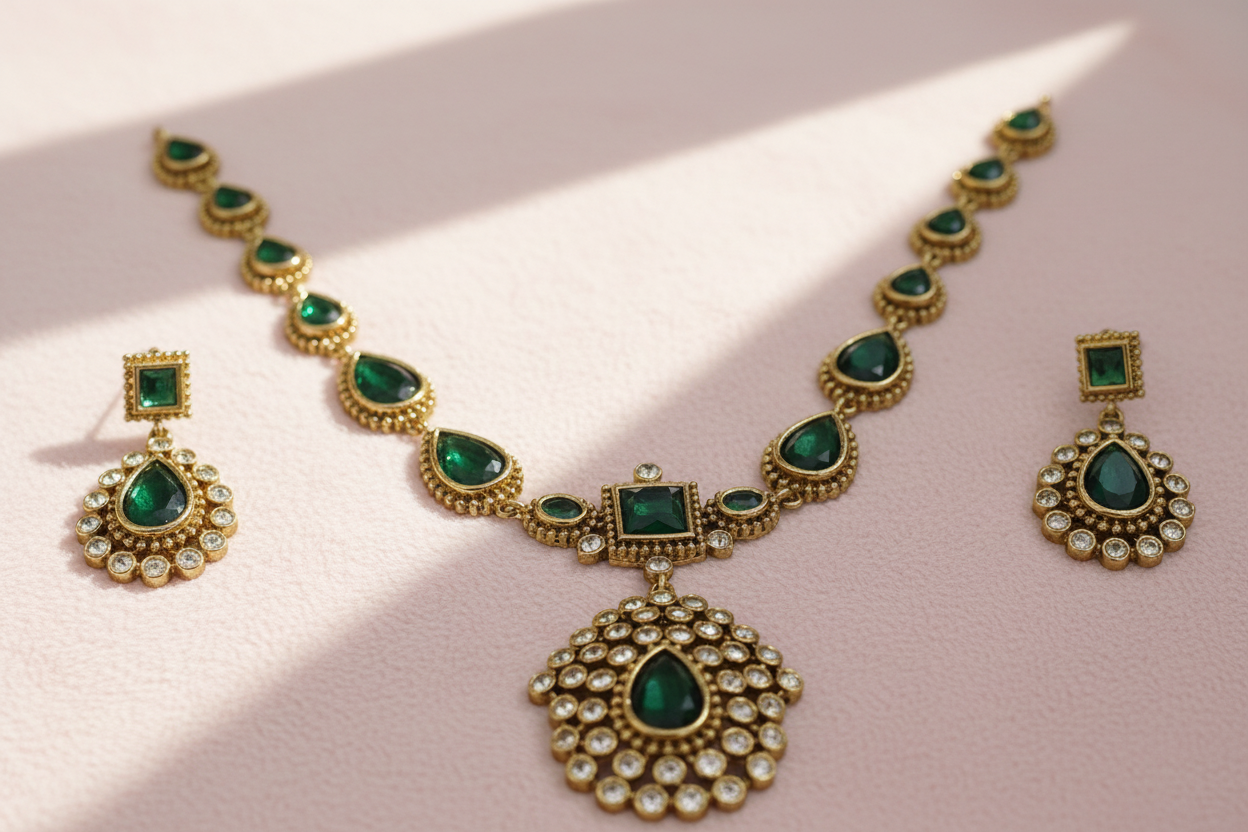 Jyothika-Inspired-Emerald-Green-Necklace