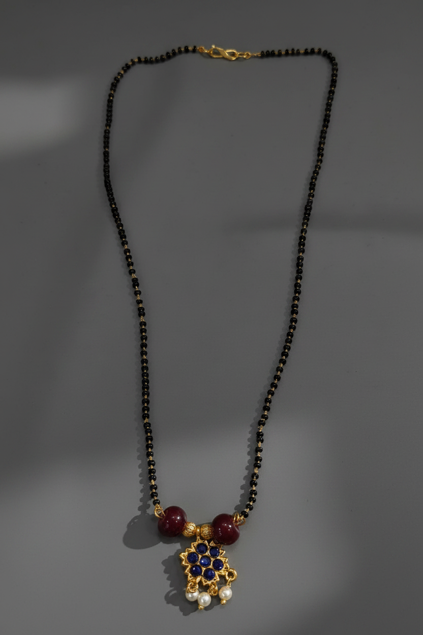 Blue Kemp Pendant Mangalsutra