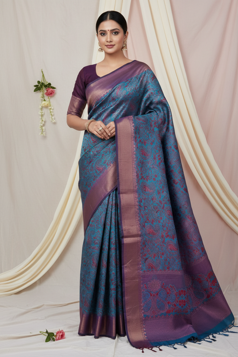 Sapphire Blue Kubera Saree