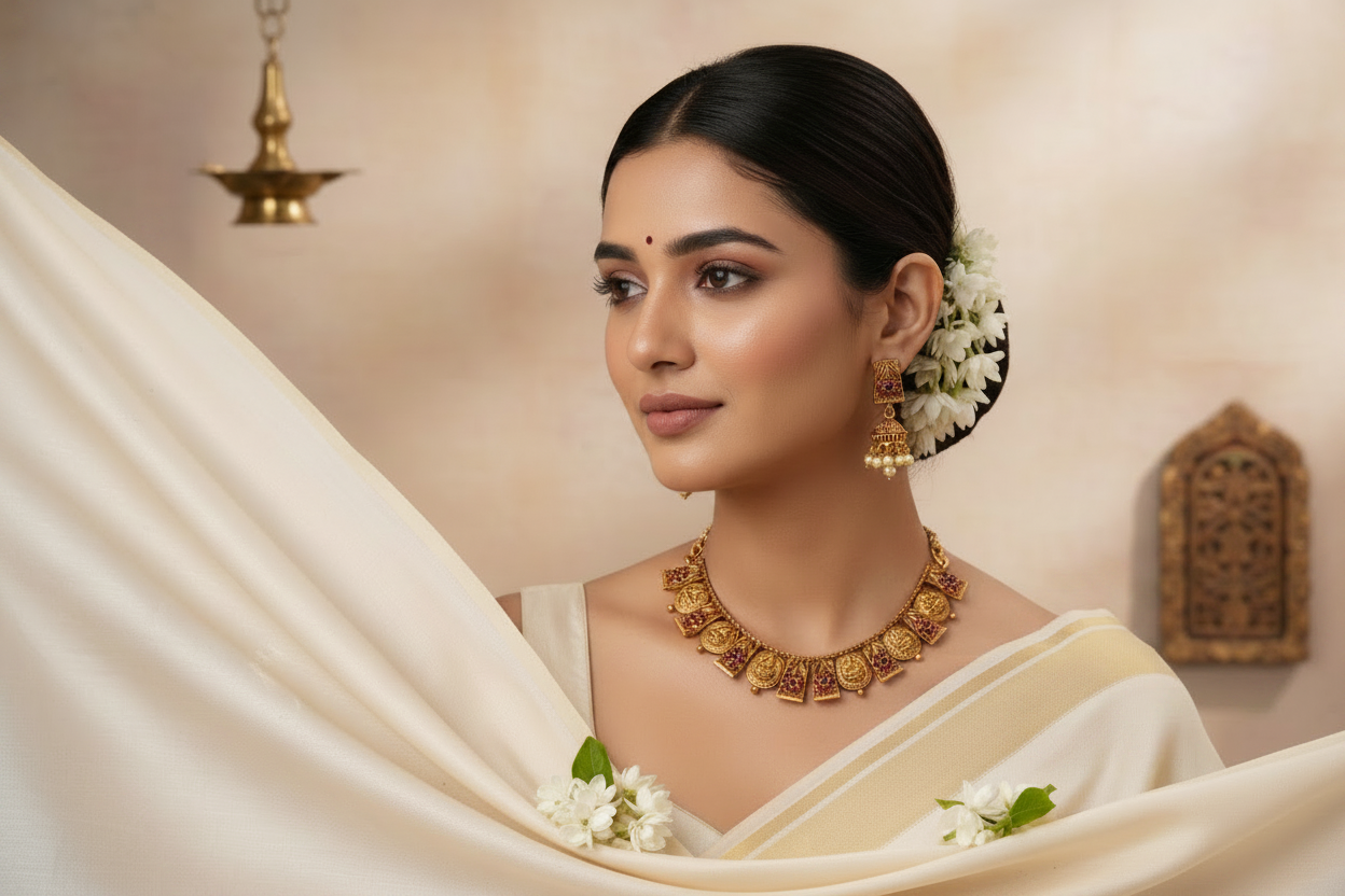 Matte Lakshmi Coin Necklace