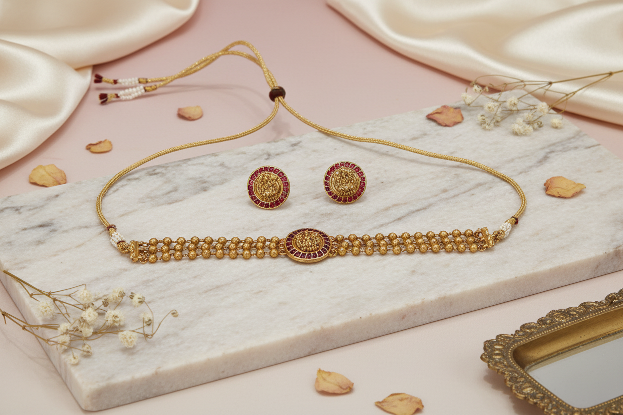 Lakshmi Matte Beads Choker