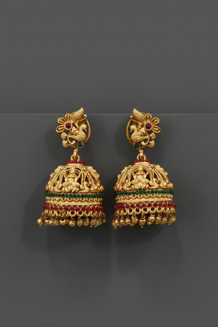 Lakshmi Peacock Matte Jhumkas 