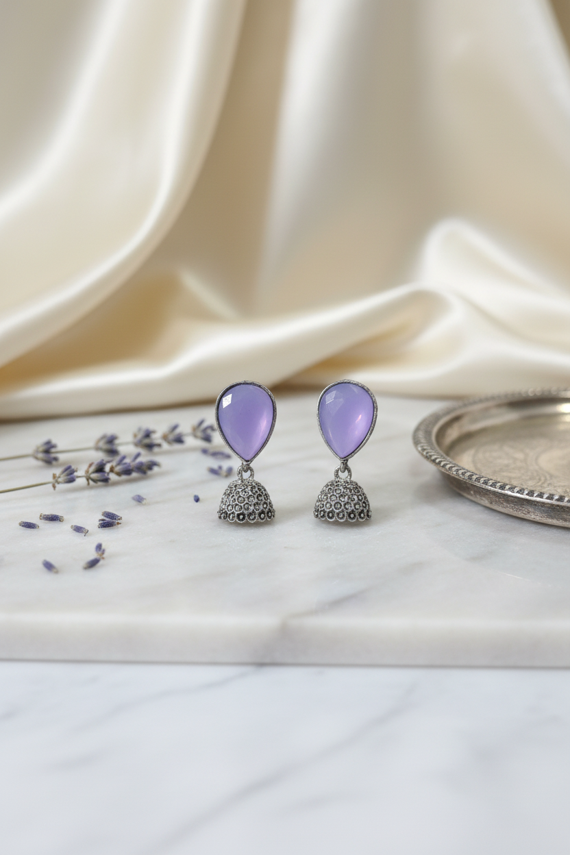 Lavender Jhumka Earrings 