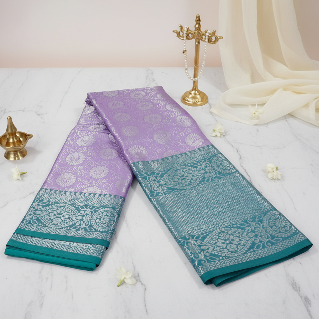Lavender Silver Symphony Saree