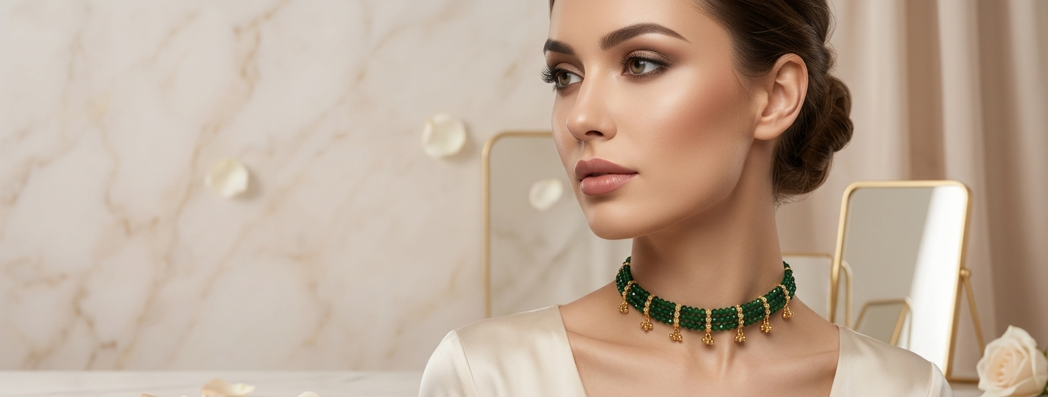 Green Crystal Beads Choker