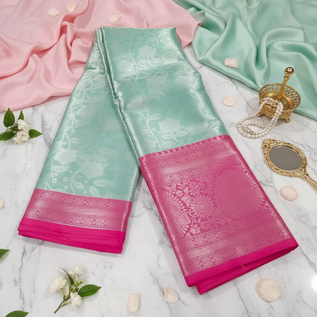Light Green Silver Symphony Saree