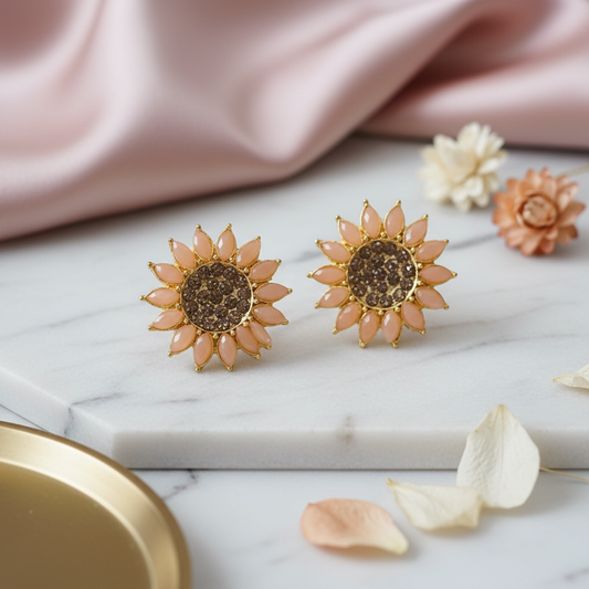 Light Orange Floral Stud