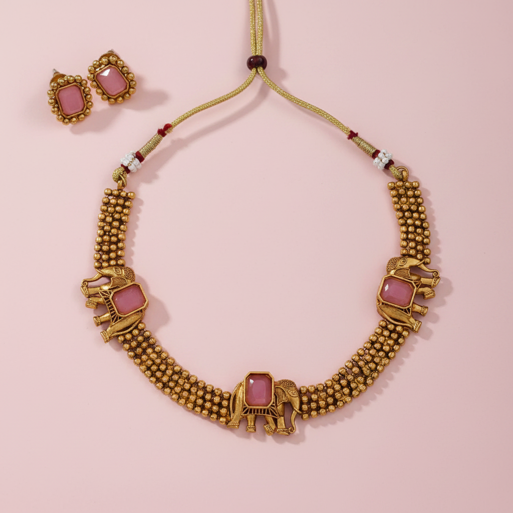 Light Pink Elephant Necklace