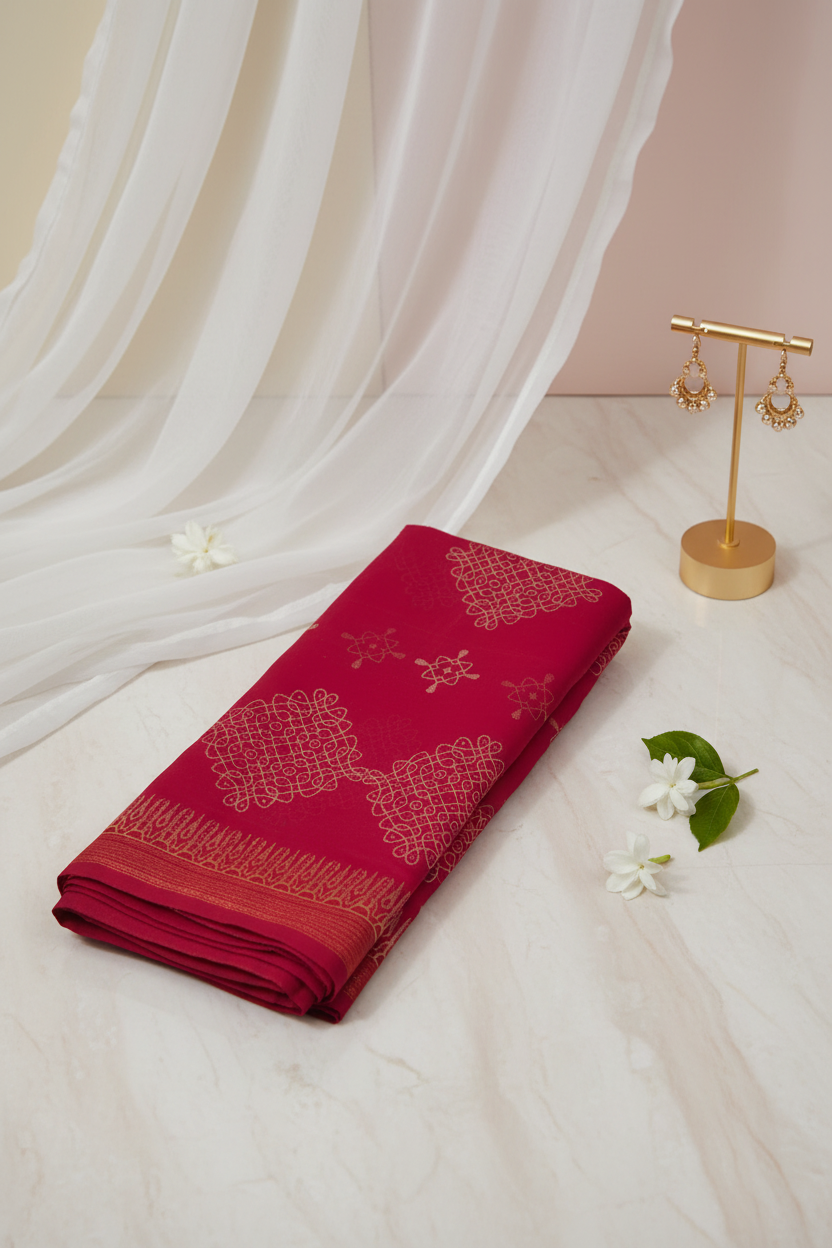 Magenta Pink Fancy Cotton Saree
