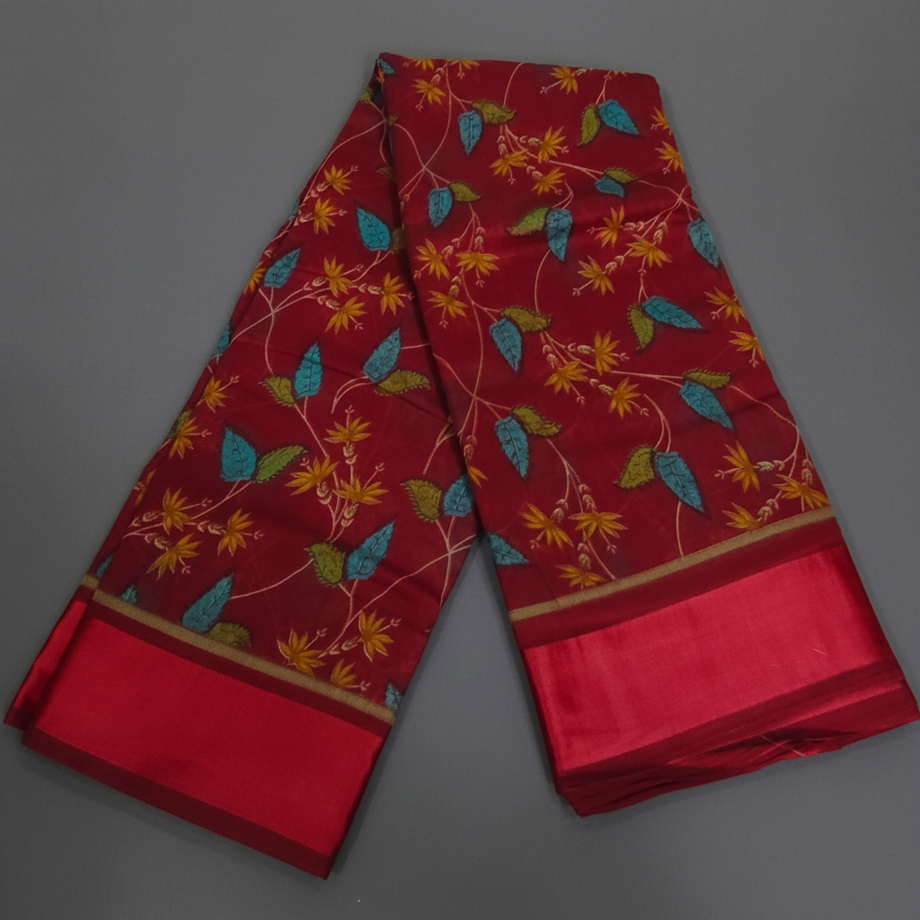 Maroon Floral Cotton Saree