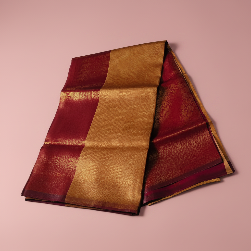 Maroon Pallu Drape Saree