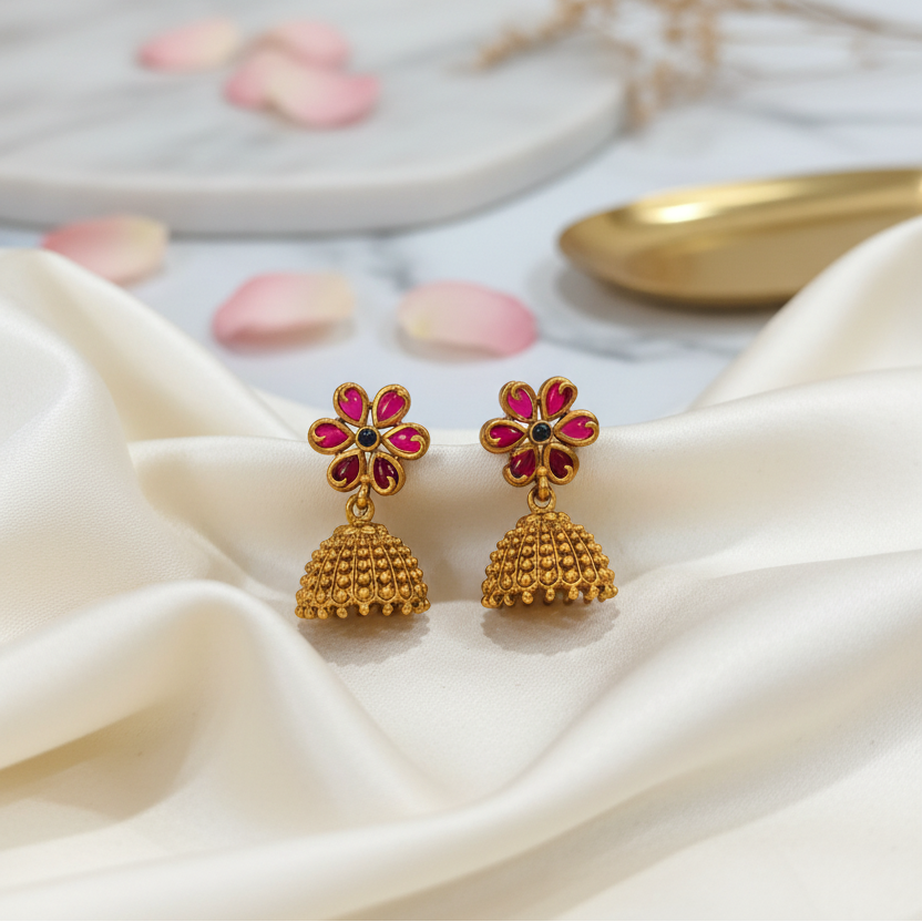 Matte Floral Jhumka