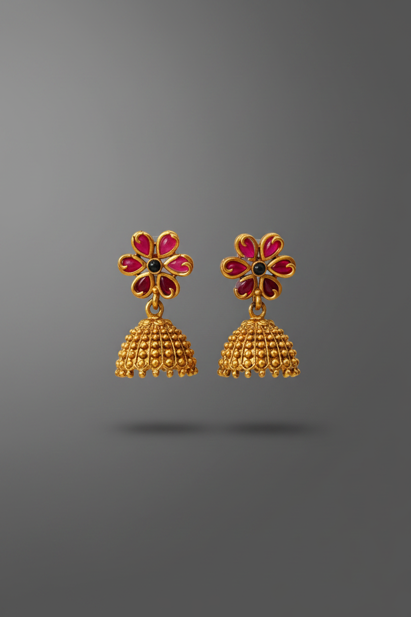 Matte Floral Jhumka