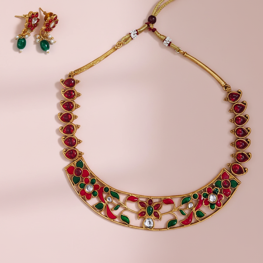 Multicolor Matte Floral Necklace