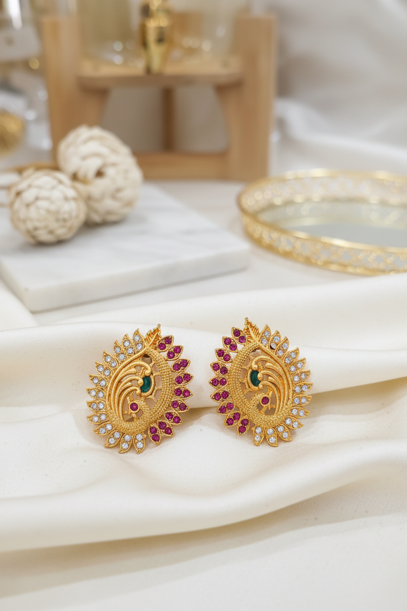 Matte Peacock Earrings