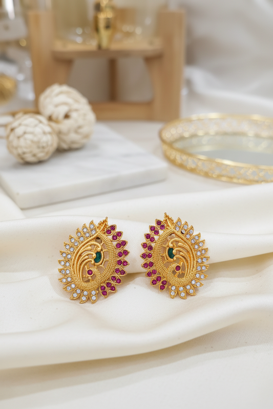 Matte Peacock Earrings
