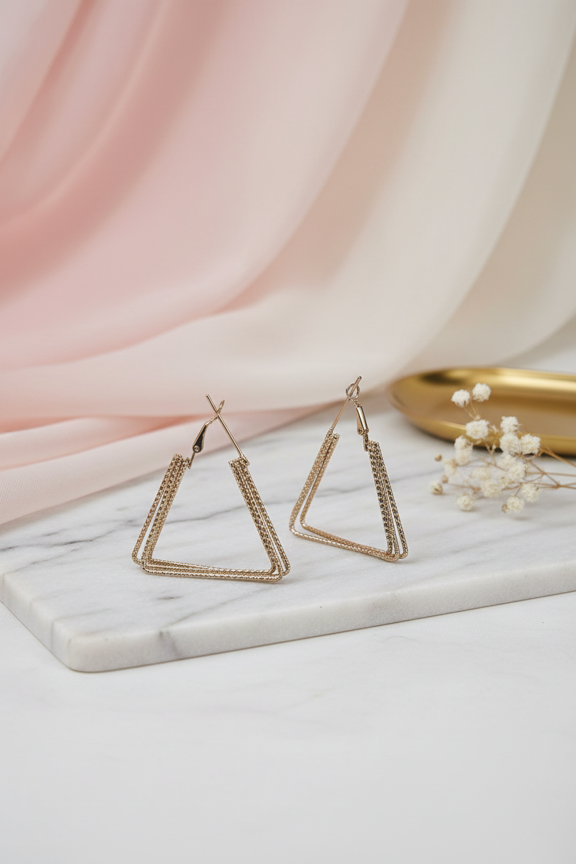 Metal Three Layered Earrings