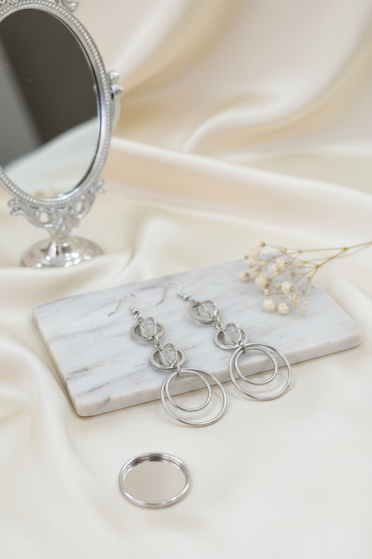 Metal Three Layered Earrings