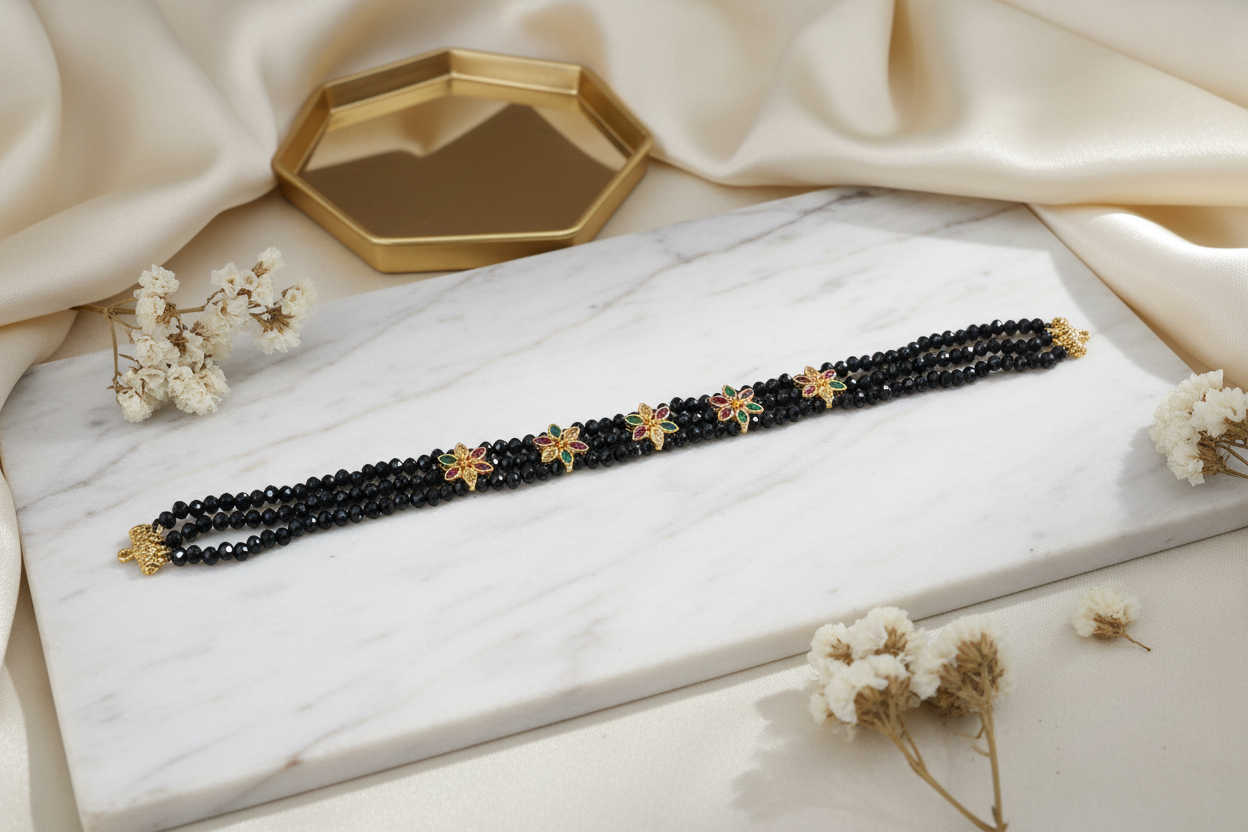 Multi Floral Crystal Choker 