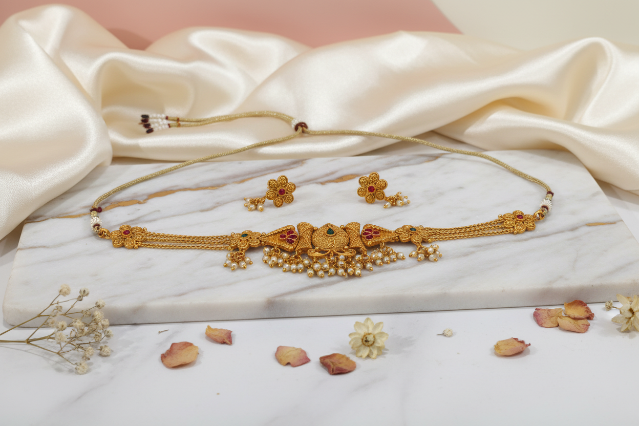 Multi Floral Matte Choker 