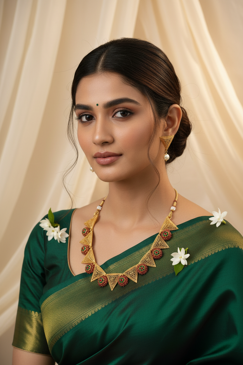 Multi Floral Triangle Necklace 