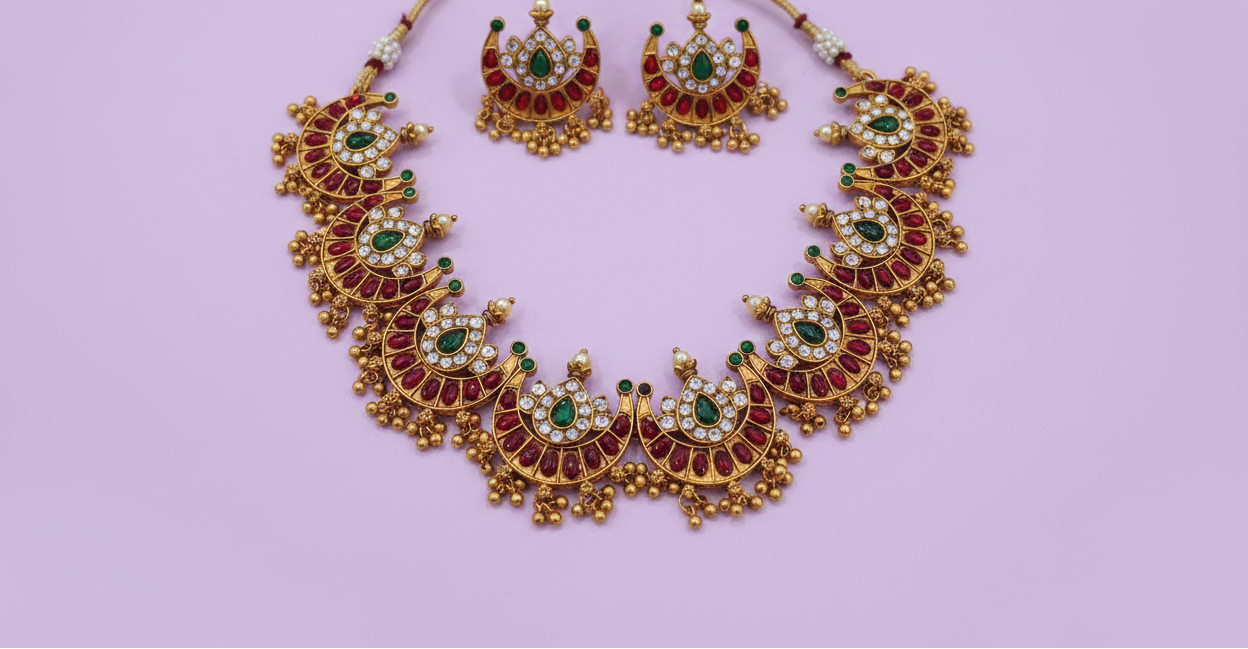 Multicolor Half Moon Necklace