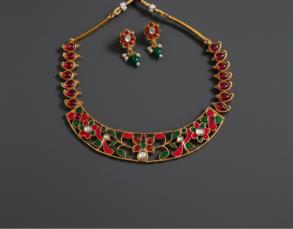 Multicolor Matte Floral Necklace