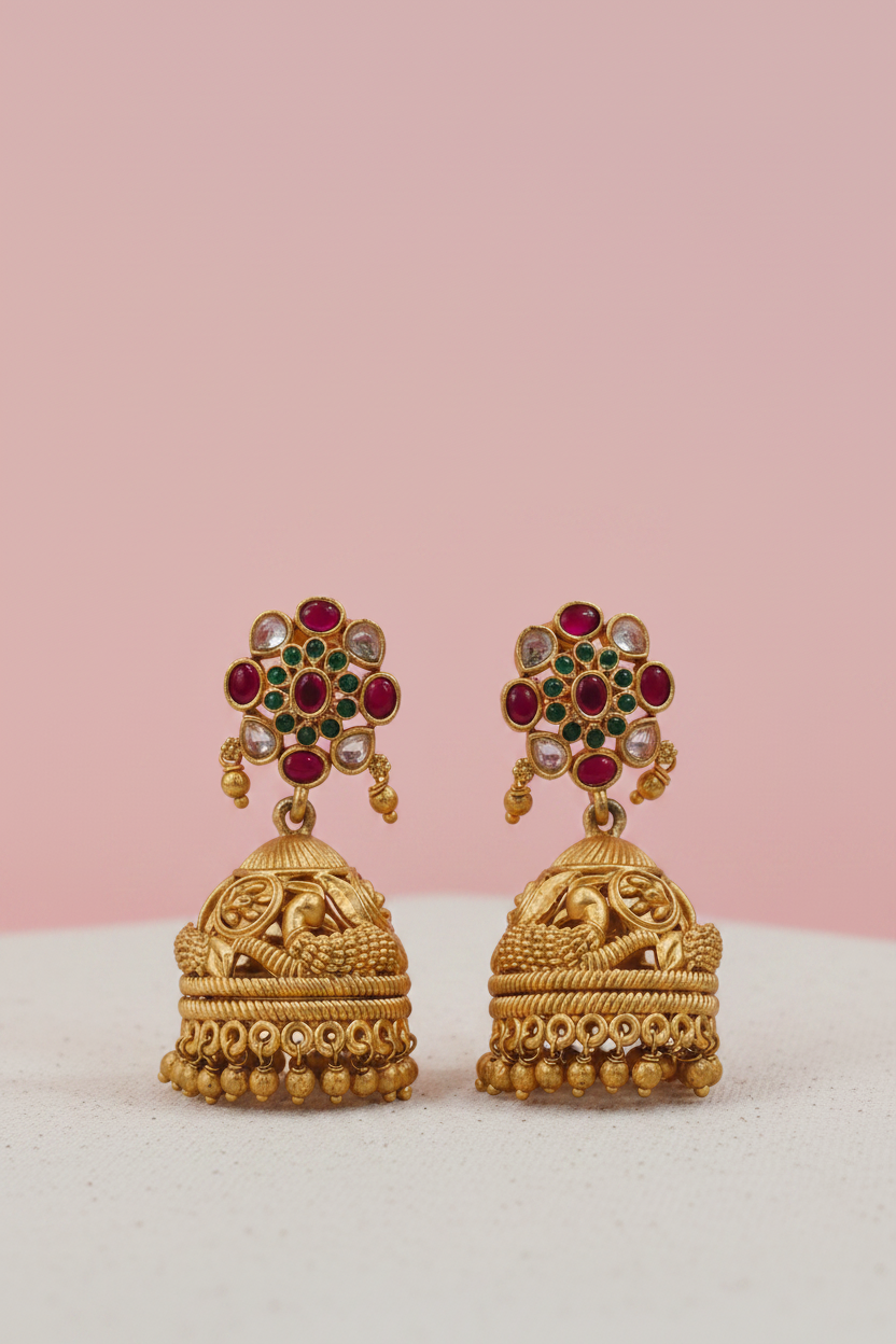 Multi Peacock Matte Earrings 