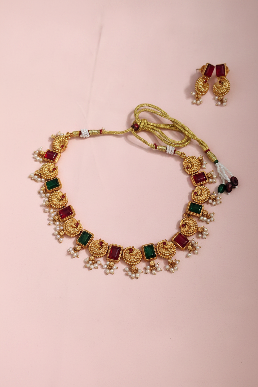 Multi Peacock drops necklace 