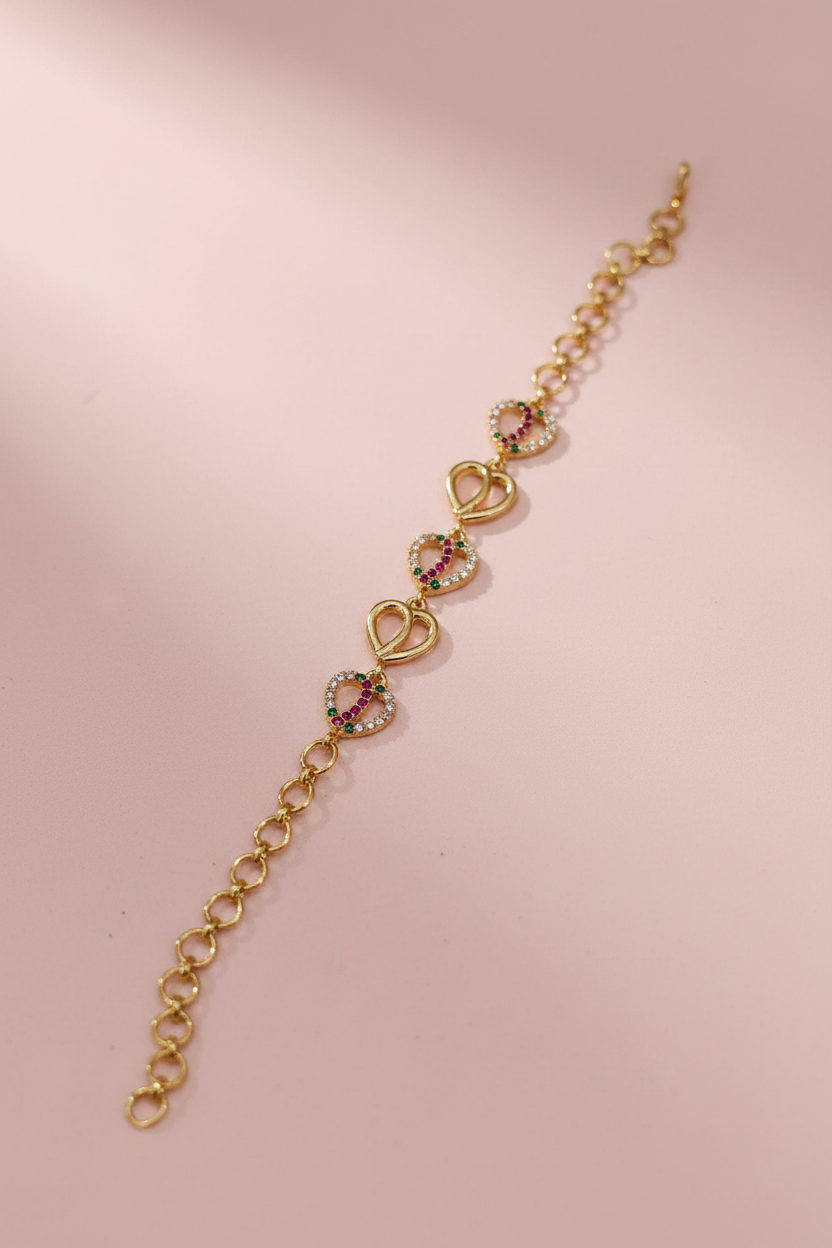 Multi Stone Heart Bracelet 