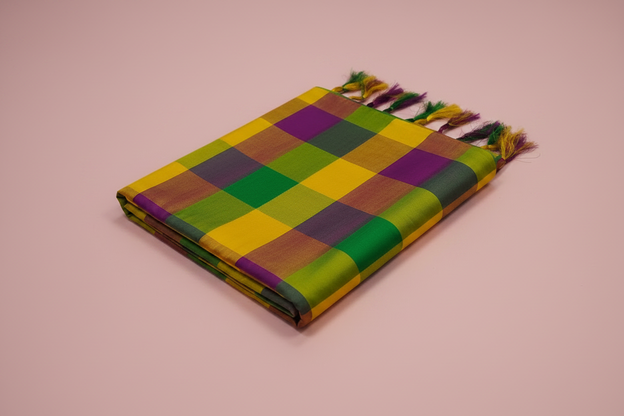 Multicolor Fancy Checks Saree