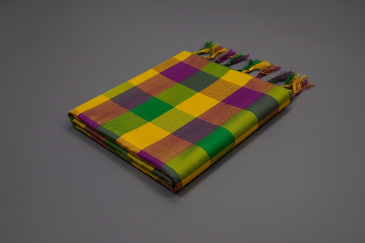 Multicolor Fancy Checks Saree