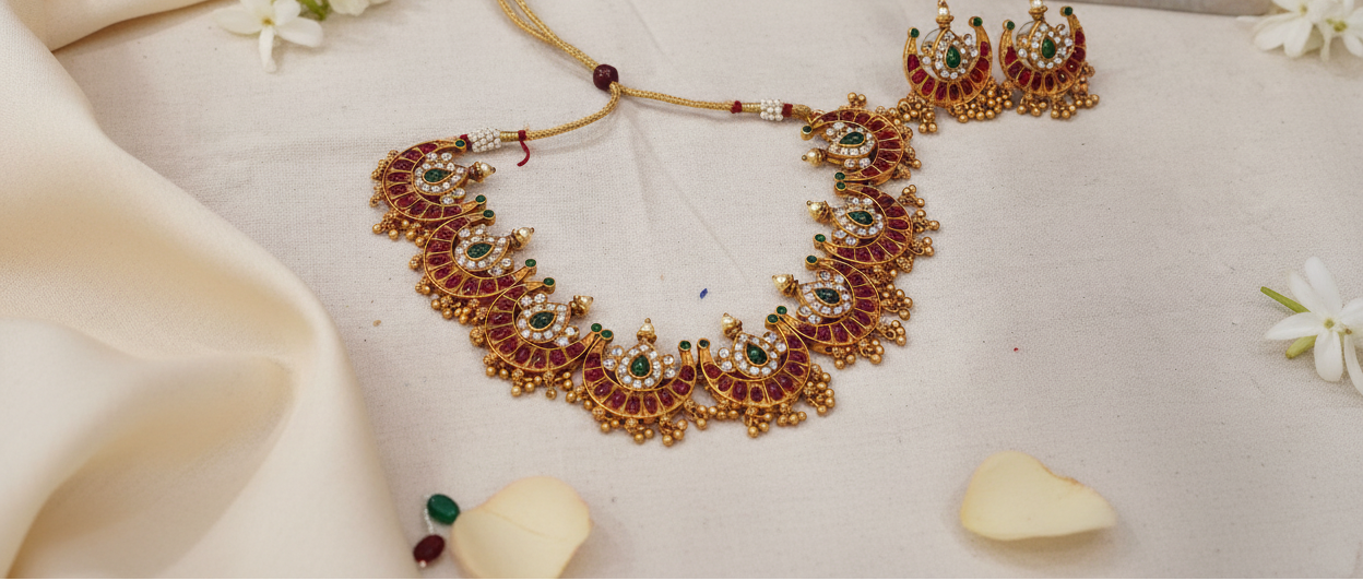 Multicolor Half Moon Necklace