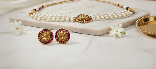 Multicolor Lakshmi Pearl Choker