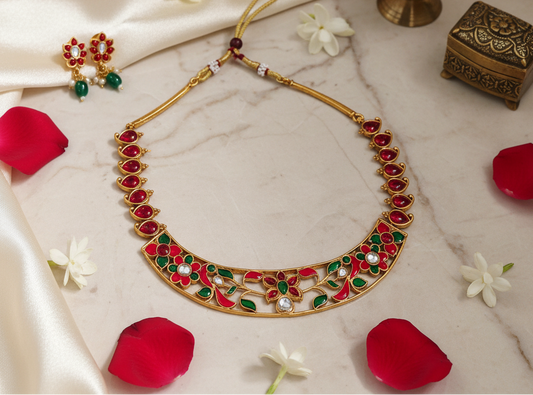 Multicolor Matte Floral Necklace