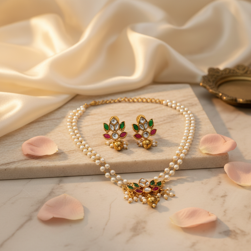Multicolor Pearl Lotus Chain