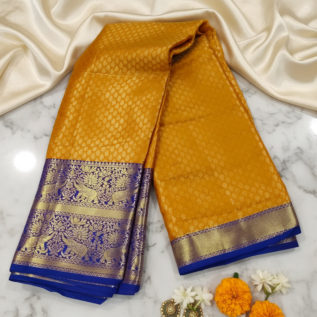 Mustard Gold Tissue Saree