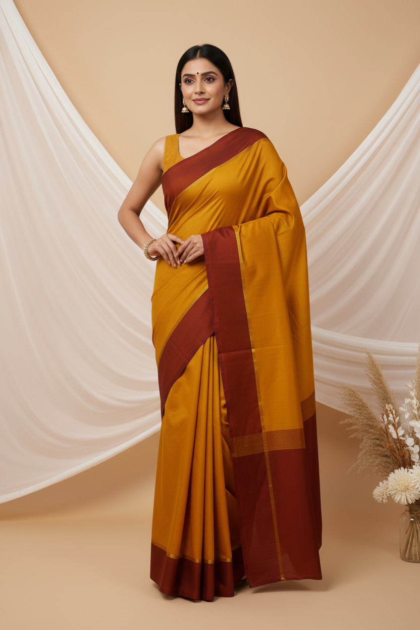 Mustard Yellow Plain Poly Silk