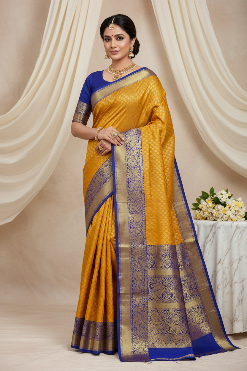 Mustard Gold Tissue Saree