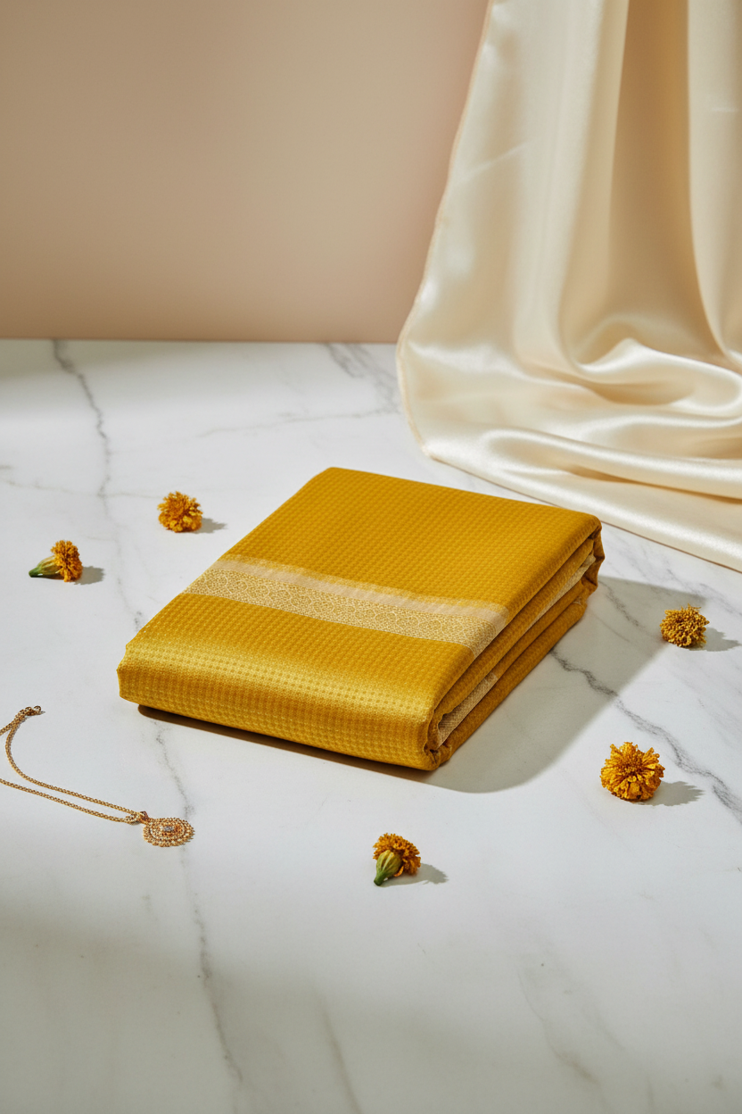 Mustard Yellow Nayanthara Tissue Saree