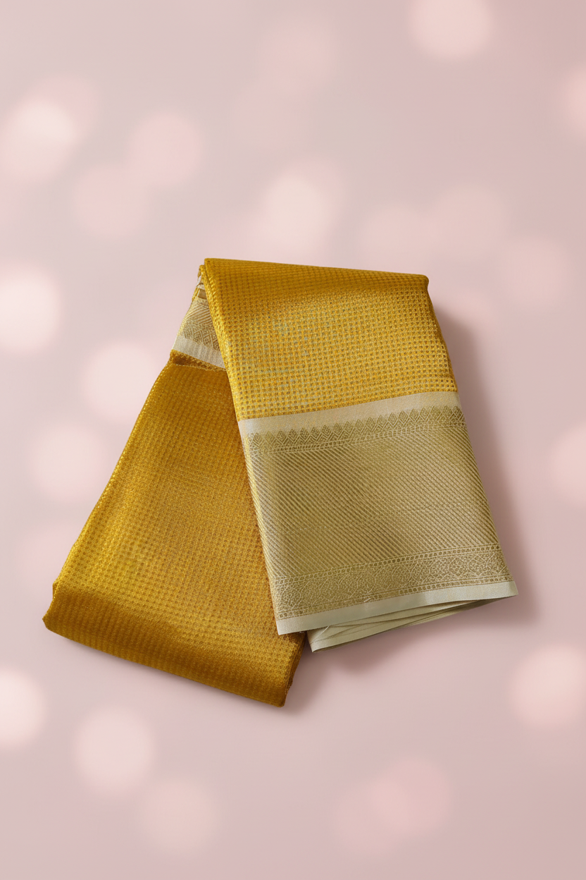 Mustard Yellow Nayanthara Tissue Saree