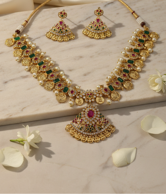 Navratna AD Lakshmi Necklace