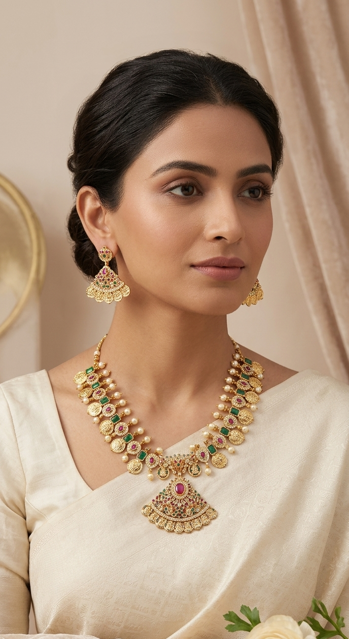 Navratna AD Lakshmi Necklace