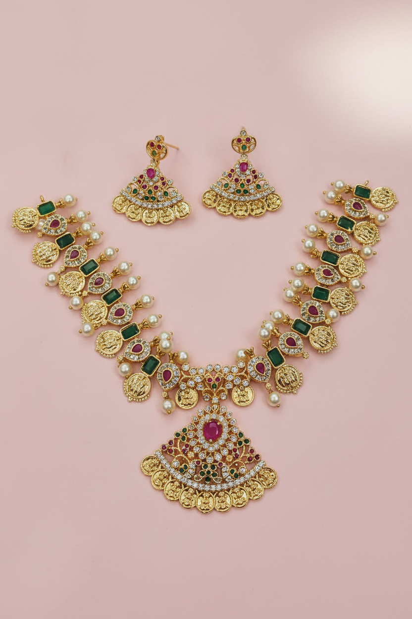 Navratna AD Lakshmi Necklace