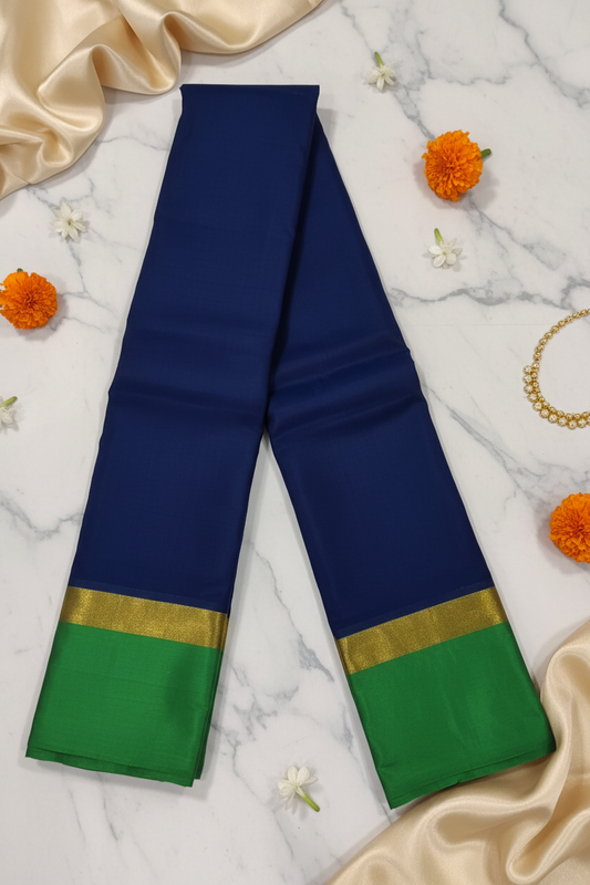 Navy blue poly Saree 