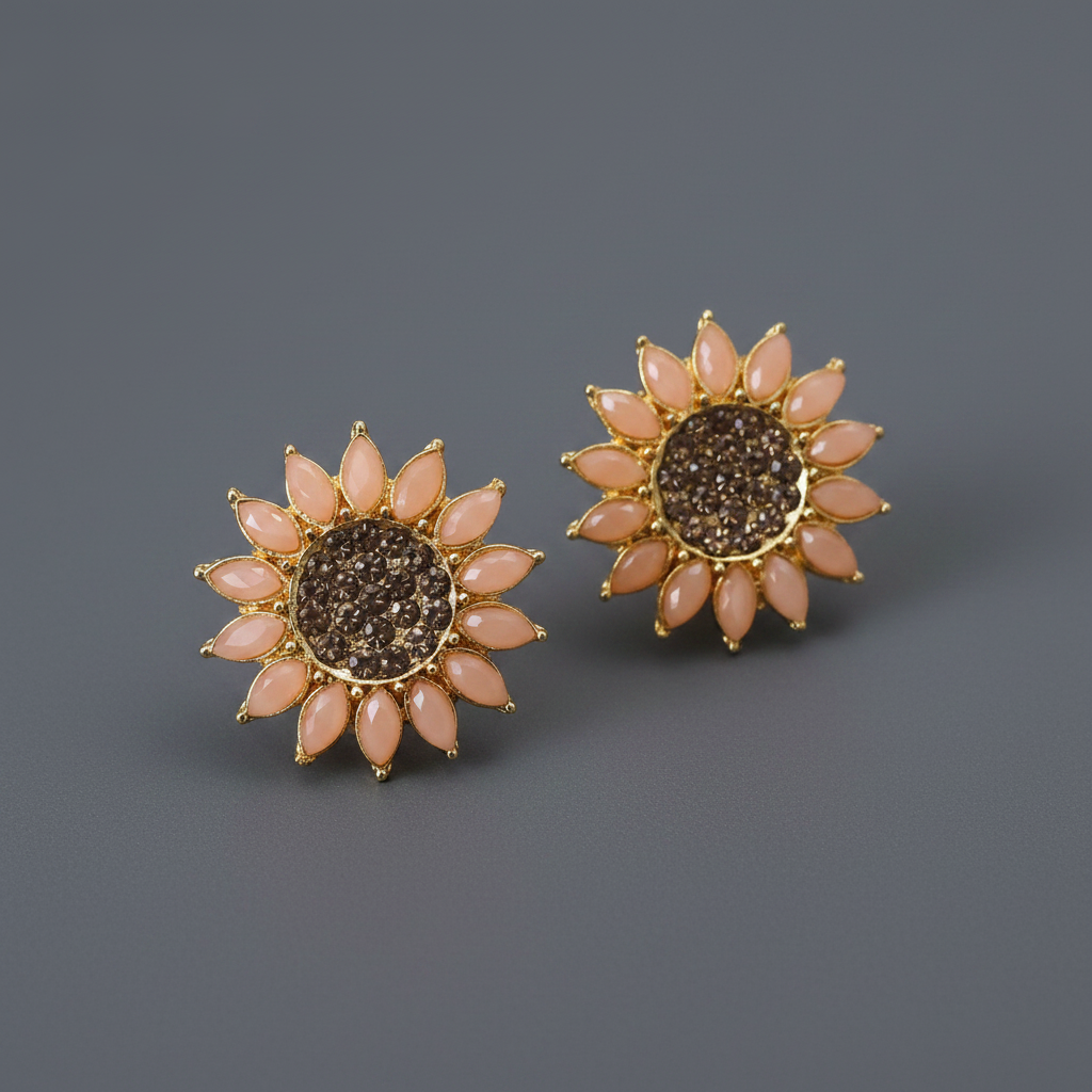 Light Orange Floral Stud
