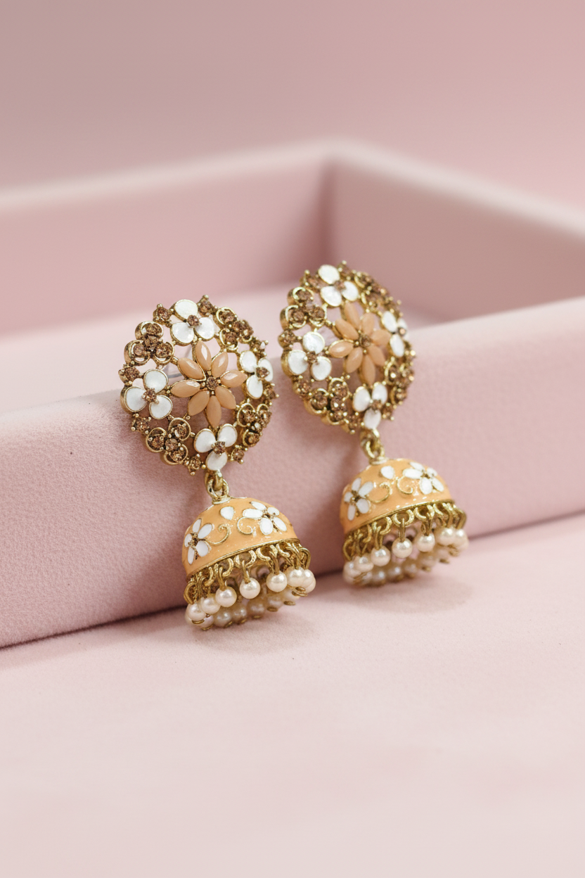 Orange Pale Jhumka Earrings 